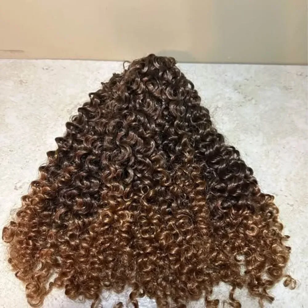 NEW Natural Brown/Blonde Ombre Curly Drawstring Ponytail